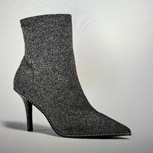 Coach Whitny Bootie. Size 9. Fabric. Silver metallic. Worn once.
